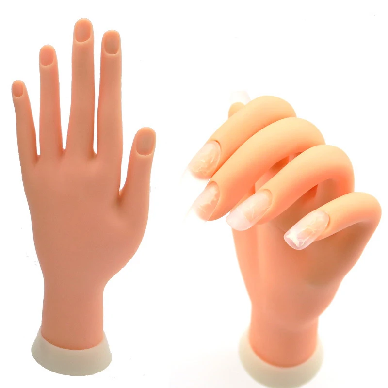 Soft Nail Training Practice Hand Manicure Mannequin Fake Silicone Salon Bendable Practice Hand for Nails Trainer Nail Art Tools