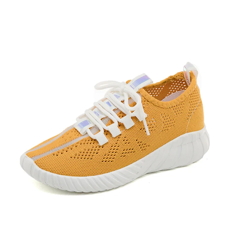 

2019 Women Casual Shoes Fashion Breathable Mesh Lace Up Flat Sneakers WomenTenis Feminino White Vulcanized Shoes L395