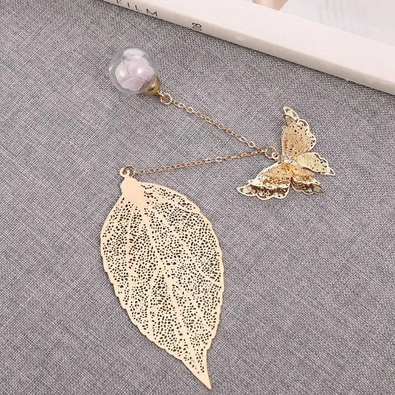 

1PC Retro Vintage Bookmark Design Of Leaves/Butterfly Creative Metal Bookmarks Promotional Gift Stationery Film Book Mark