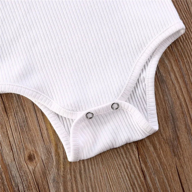 

2020 Brand Baby Summer Clothing Newbown Baby Girl Sleeveless Cotton Bodysuit Ribbed Ruffles Jumpsuits Solid Playsuits 3M-24M