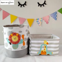 baby toys storage box canvas basket cute cartoon lion giraffe storage basket for kids dirty clothes bucket organizer laundry bag