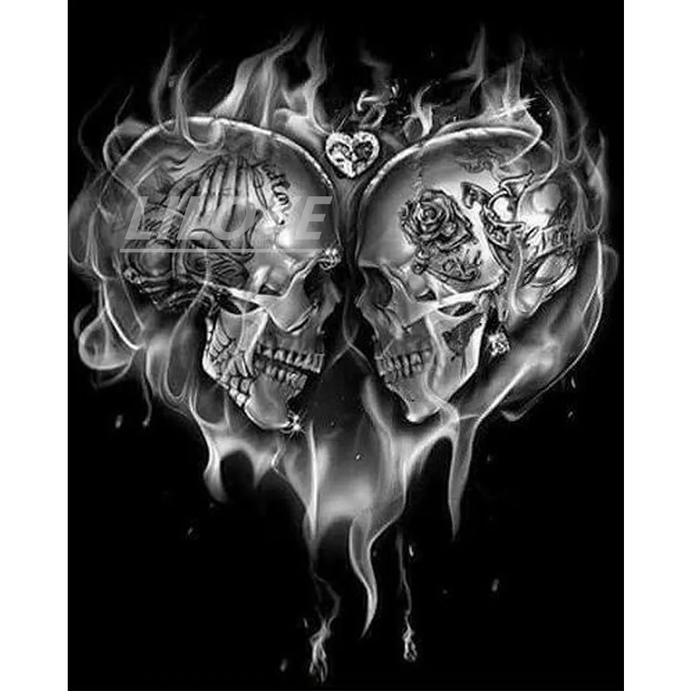 

Full Square/Round 5D DIY Diamond Painting Horror Skull Pattern Embroidery Cross Stitch Mosaic Rhinestones Home Decoration DF331