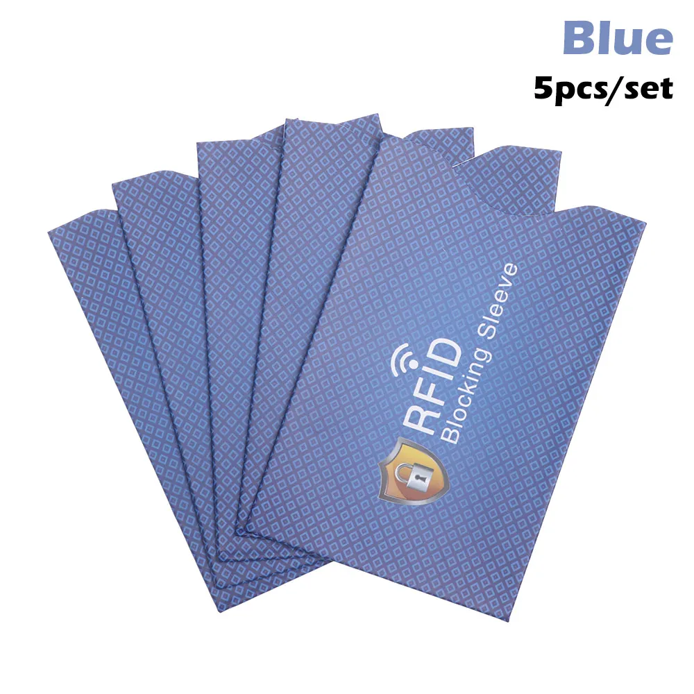 blue 5 шт./компл. популярный унисекс Противоугонный RFID с протекторами для банковских карт блокирующий держатель карты кожаный чехол чехлы Защитный чехол для банковских карт - Цвет: blue