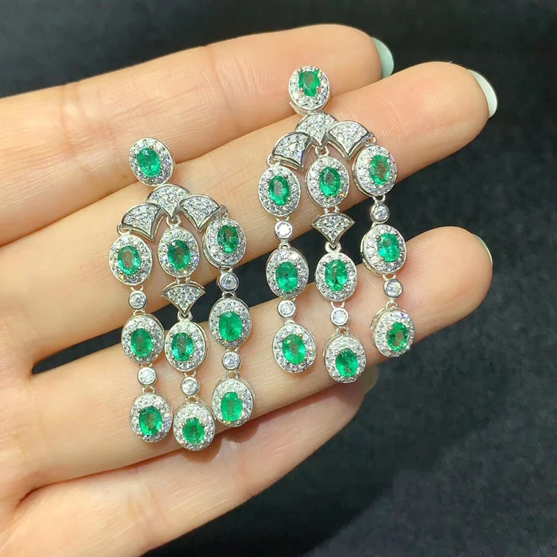 CoLife Jewelry 100% Natural Emerald Drop Earrings for Wedding 20 Pieces Real 925 Silver | Украшения и аксессуары