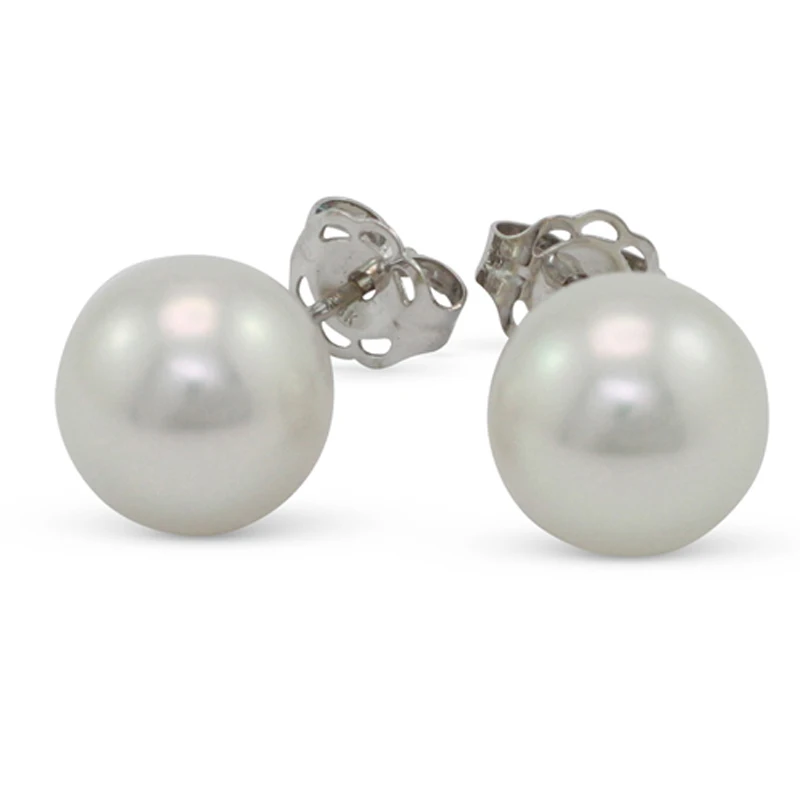 Wholesale 10-11mm Natural White Cultured Freshwater Button Pearl Earring | Украшения и аксессуары