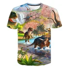 Новинка, брендовая летняя футболка с 3D рисунком свирепного динозавра, футболка с коротким рукавом для мальчиков, Детские футболки, топы для девочек