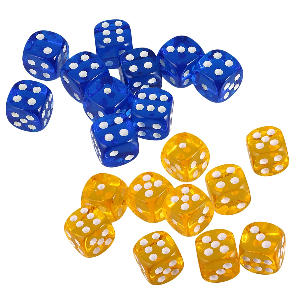 Упаковка из 20 шт акриловых шестигранных D6 игральных костей для DND TRPG настольная
