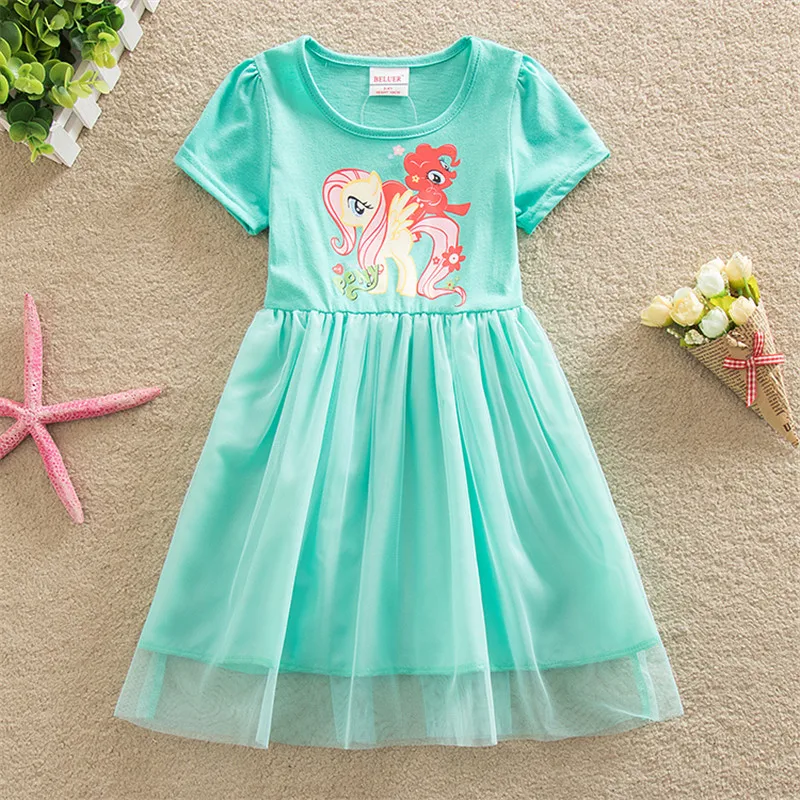 Кружевное платье с короткими рукавами для девочек летняя одежда маленьких новое