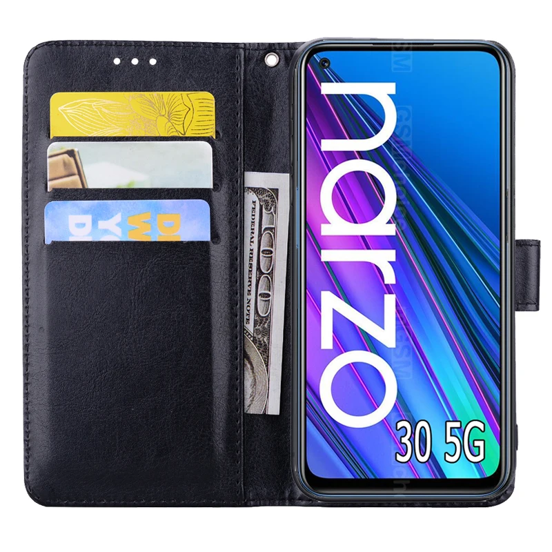 cover for realme narzo 30 5g case etui flip wallet stand leather book funda on realme narzo30 case magnetic card phone capa bag free global shipping