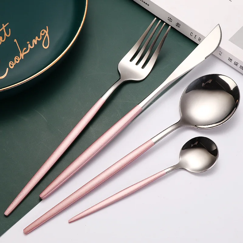 

304 Stainless Steel Gold Tableware Cutlery Set 24pcs Forks Spoons Knifes Set Gray Gold Dinnerware Dinner Set Drop Shippiing