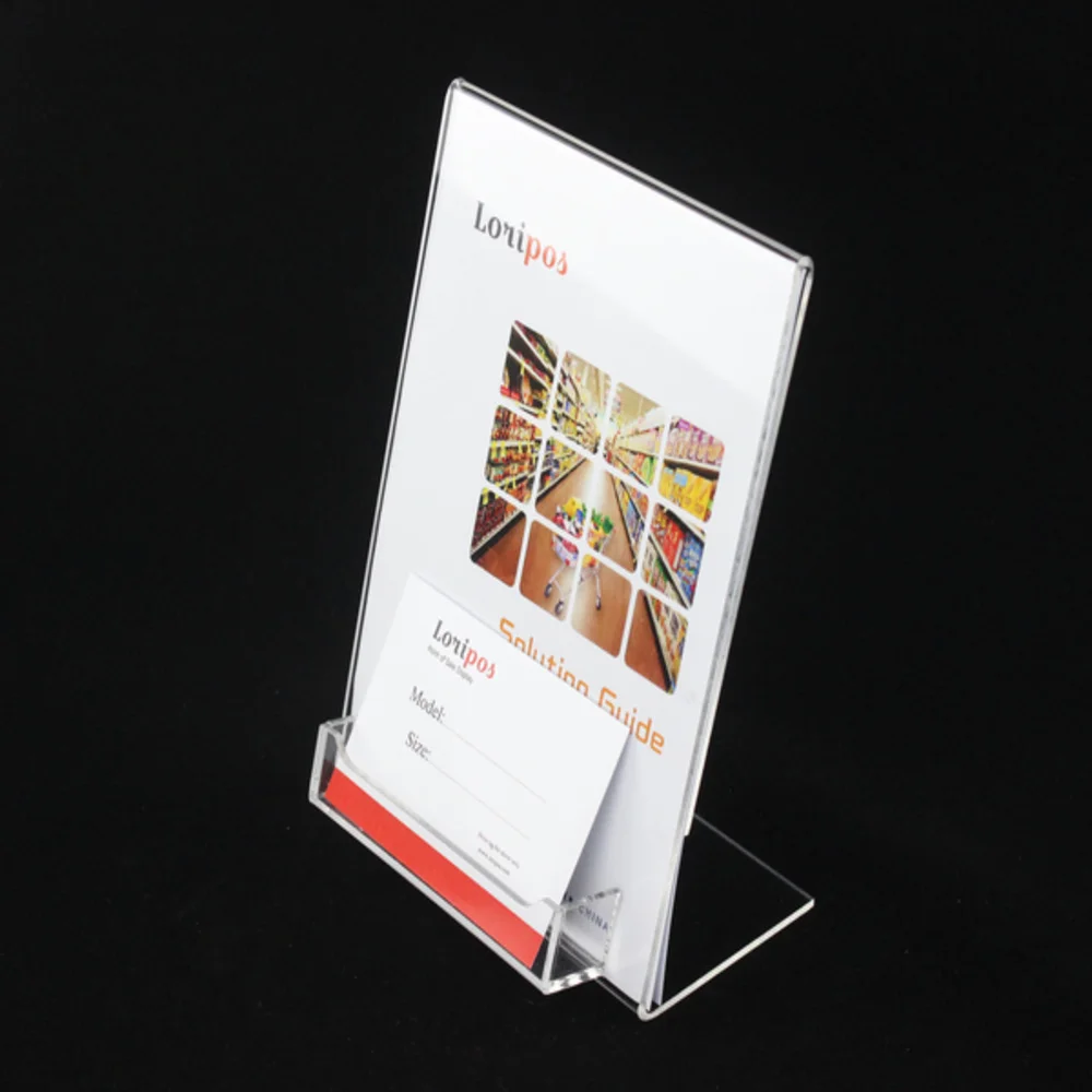 Акриловый зажим для вывесок листовок знаков этикеток держатель рамка Настольная