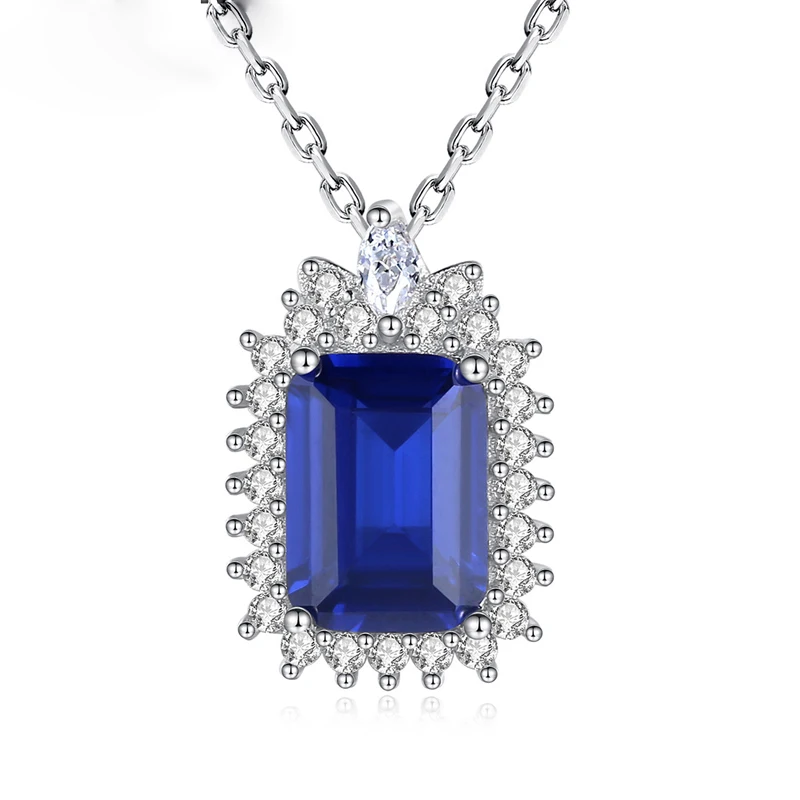 

Ожерелье женское из серебра 100% пробы с искусственным сапфиром