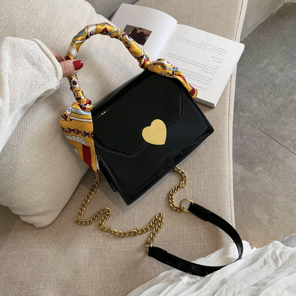 

2020 Fashion Woman Crossbody PU Leather Solid Color Soft Shoulder Bag Ribbons Chain Versatile Purses And Handbags Bolsa Feminina