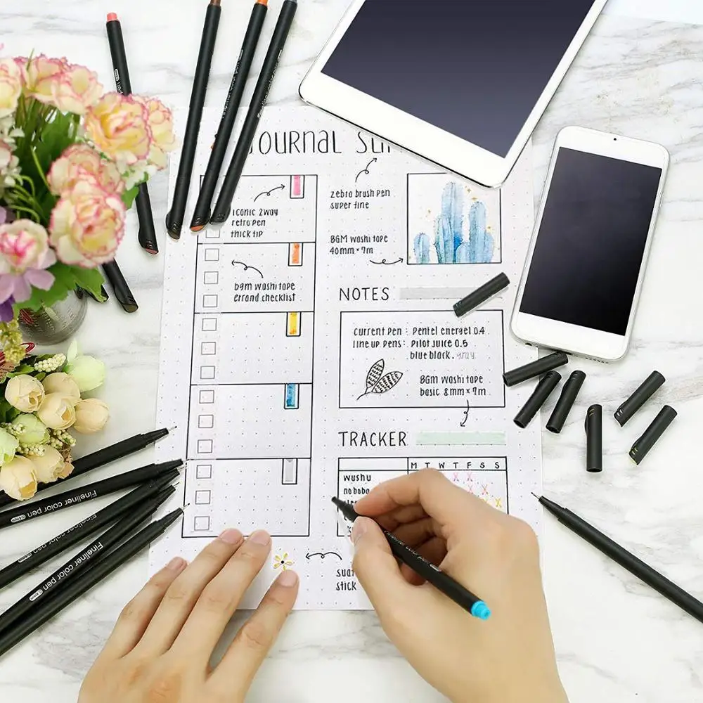 

12/24/36 Color Fine Liner Pen 0.4mm Fineliner Drawing Writing Lettering Journal Planner Notebook Design Art Office School F140