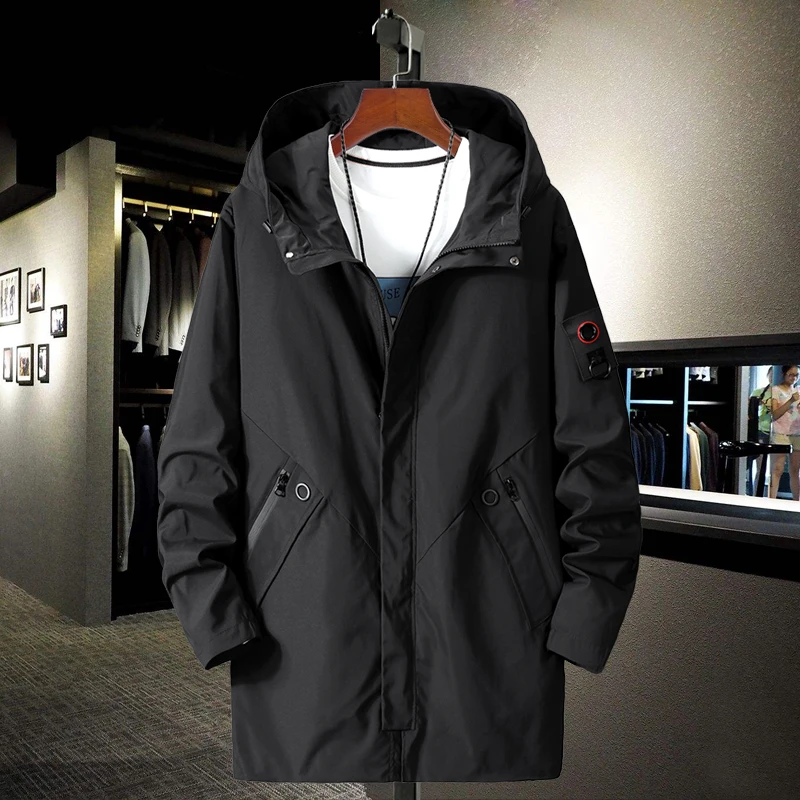 Свободный Длинный Тренч с капюшоном парки креативная зимняя модная куртка