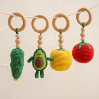baby crochet fruit pendants wood ring rattle infant play gym toys fitness rack accessories smoothing baby montessori toys gifts