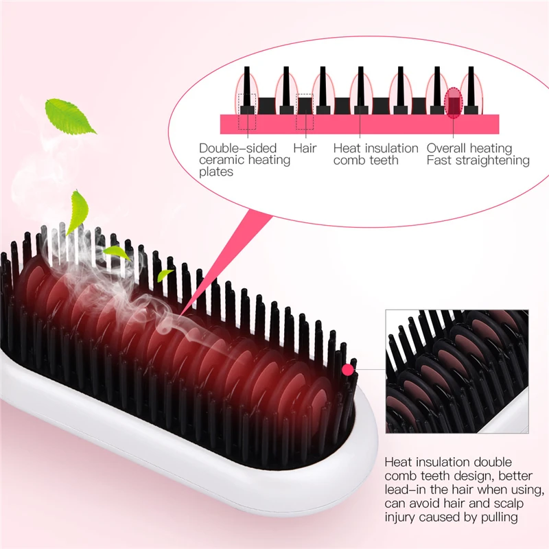 

Electric Hair Straightener Bush Ceramic Flat Iron Straightening Comb Straigh LED Display Curler Bushs wave Hairbrush Styling T