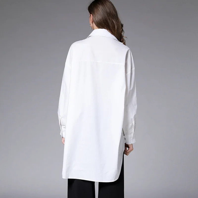 Рубашка LANMREM женская винтажная однотонная с поясом большого размера PD558 |