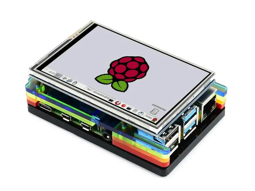 Waveshare цветной Радужный акрил чехол для Raspberry Pi 4, с охлаждающим вентилятором, пылестойкость, хорошее распределение тепла