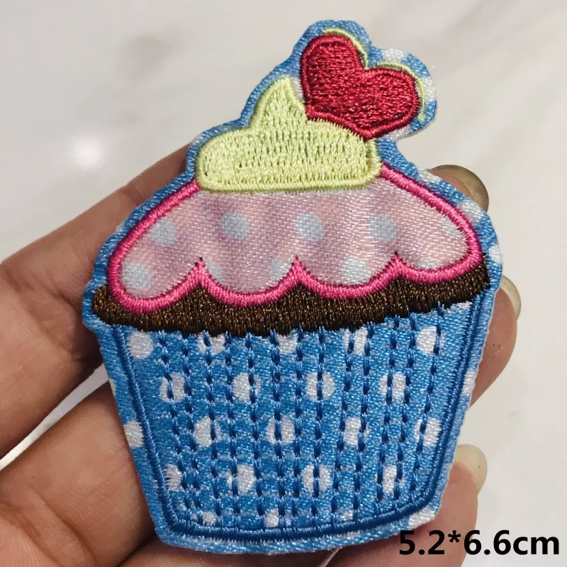 1 шт. нашивки с вышивкой пирожных для футболок аппликации в полоску одежда
