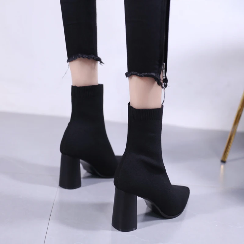 Простые вязаные шерстяные носки с острым носком Новинка 2019 года сезон осень зима