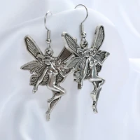 vintage angel fairy pendant necklace for women cross chain gothic punk jewelry
