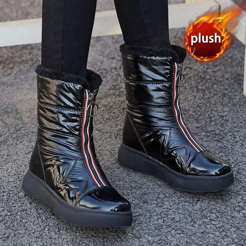 Женские зимние ботинки для девочек высокие толстая плюшевая Водонепроницаемая