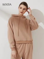 wixra basic fleece hooded sweatshirts cotton solid hoodies long sleeve 2021 autumn winter new casual streetwear for women