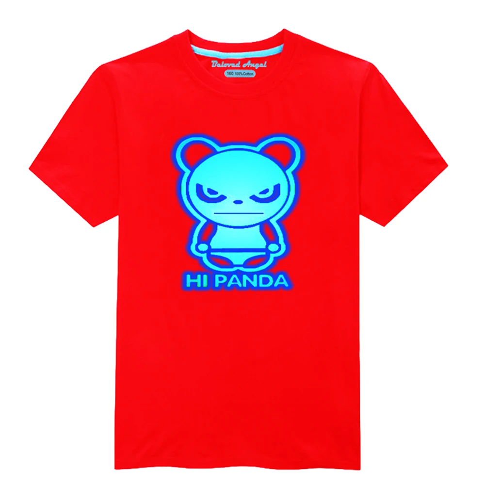 Детская футболка с мультяшным принтом светящиеся Топы коротким рукавом рубашка