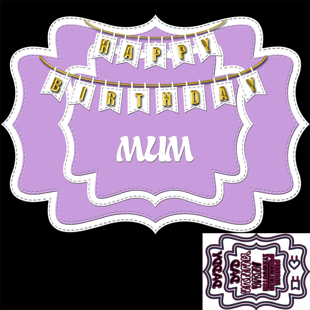 

elegant frame mum dad card Letters Metal Cutting Dies for DIY Scrapbooking Creative Decoration die cutter craft kids handmade
