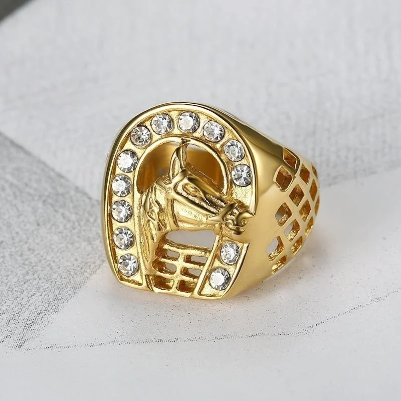 Horseshoe Jewelry: Men's Transparent Wedding Ring, Animal Horse Shape - Perfect Hip Hop Punk Gift for Boys image 3