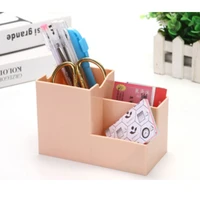 1pcslot plastic 4 grid multi color pen pencils brush holder organizer make up storage box office stationery supplies