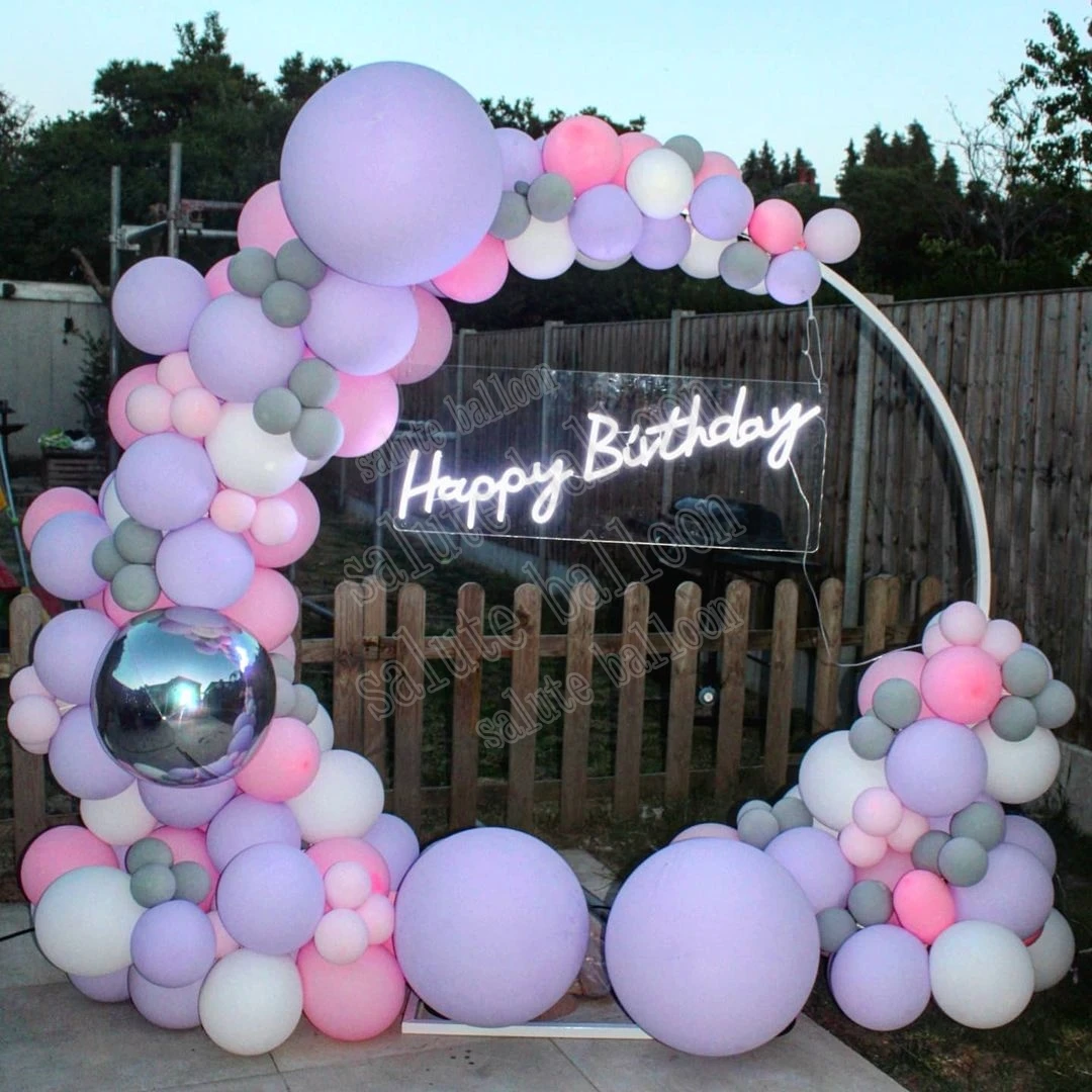 

102Pcs Gray Maca Pink Balloons Garland Arch Kit Maca Purple Balloon for Birthday Baby Shower Weddings Party Decoration