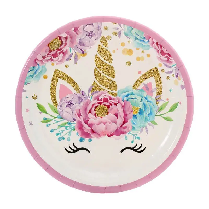 День рождения Радуга Единорог вечерние принадлежности Набор С Днем Рождения