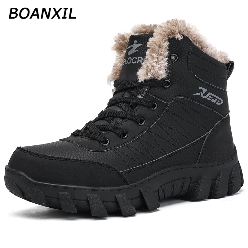 

BOANXIL Men New 2022 Hiking Shoes Anti-Slip Mens Shoes Outdoor Climbing Trekking Shoes Super Warm Men's Boots Outdoor Work Shoes