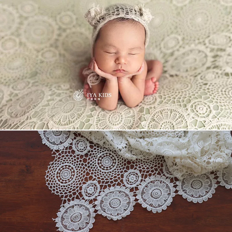 

Baby Blanket Newborn Photography Props Vintage Lace Cotton Background Blanket Newborn Props Basket Filler Photo Accessories