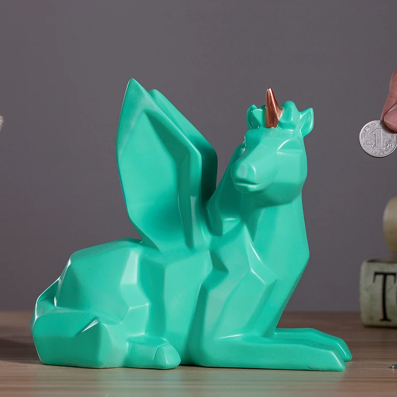 Nordic Elephant Bank Luck Cat / Unicorn Resin Money Flamingo Saving Pot Box Store 800 Coins Free Laser Lettering | Дом и сад