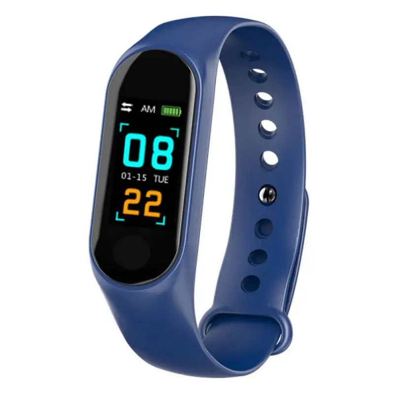 Blue Bracelet Цветной ЖК-экран M3 умный Браслет монитор сердечного ритма кровяное давление фитнес-трекер Смарт-браслет для спорта PK mi Band 3 - Цвет: Blue Bracelet