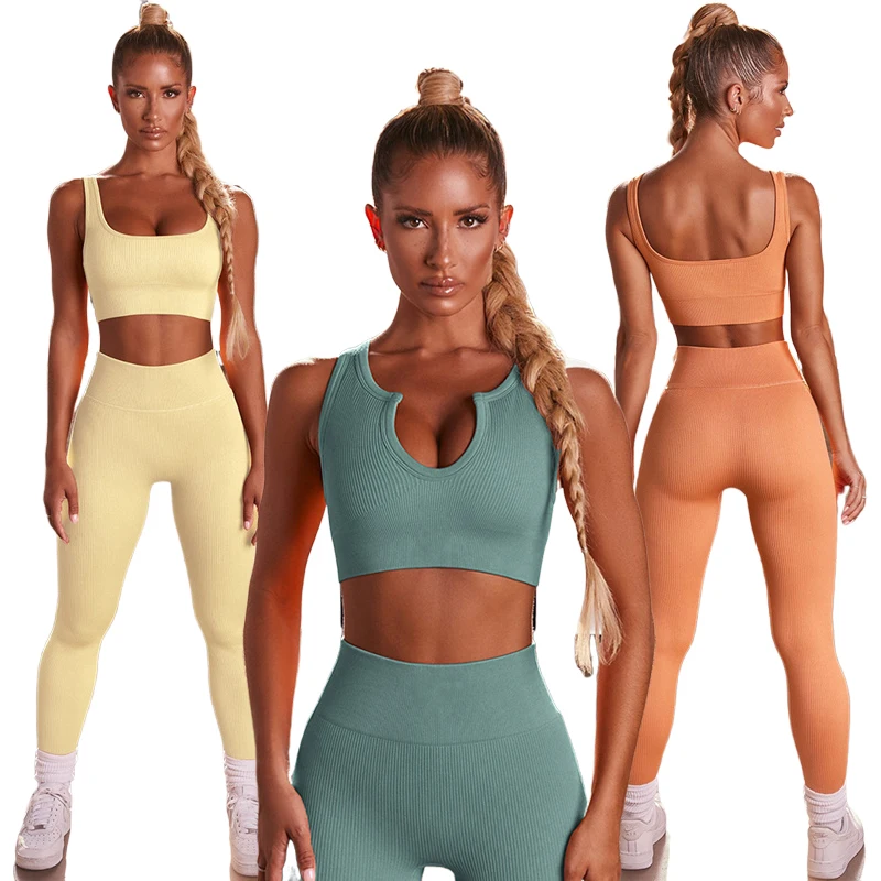 

Комплект Для Йоги Женский бесшовный из двух предметов, укороченный топ с бюстгальтером и леггинсы с завышенной талией, спортивный костюм дл...