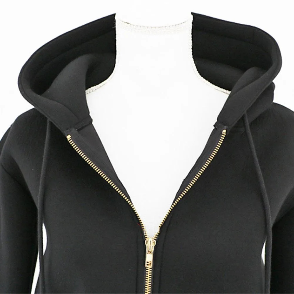 

Women Hoodies Japan Korea Young Girl Fashion Casual Hooded Simple Zipper Long Sleeve Slim Jacket Coat School Autumn Spring Coat