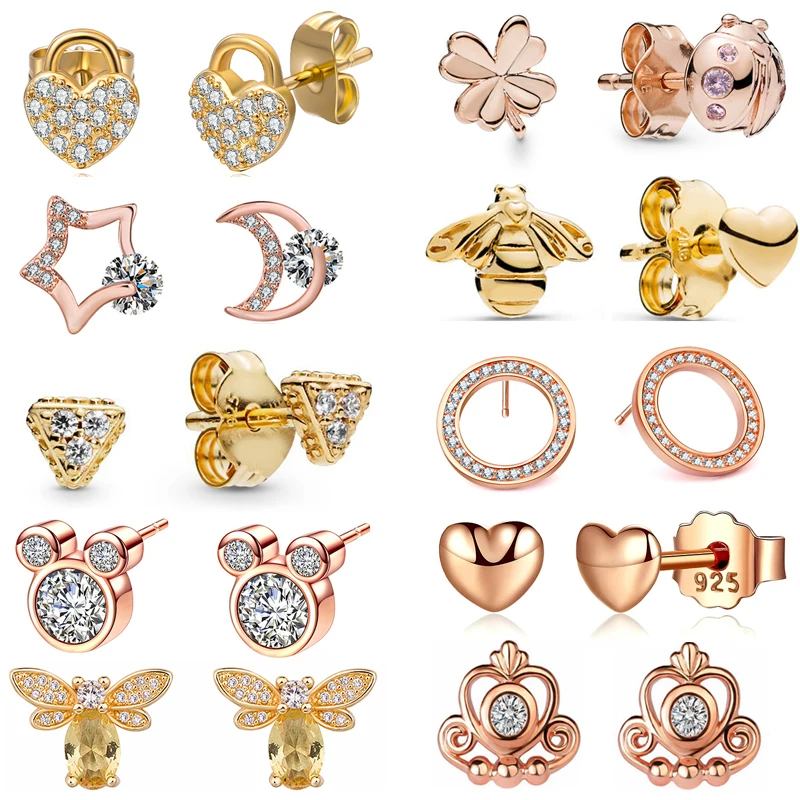 Женские серьги-гвоздики в форме короны Octbyna круглые и золотистые серьги звеньев