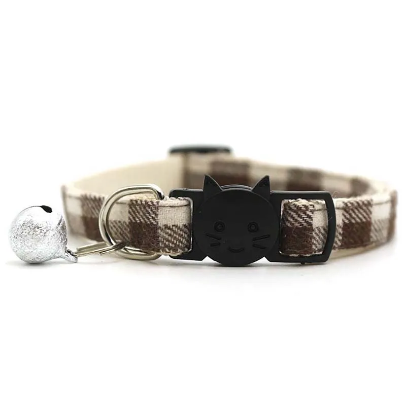 

Comfortable Nylon and Plaid Cloth Dog Collar for Outdoor Walks with Bells Anti-lost Cat Necklace Does Not Hurt Neck Pet Supplies