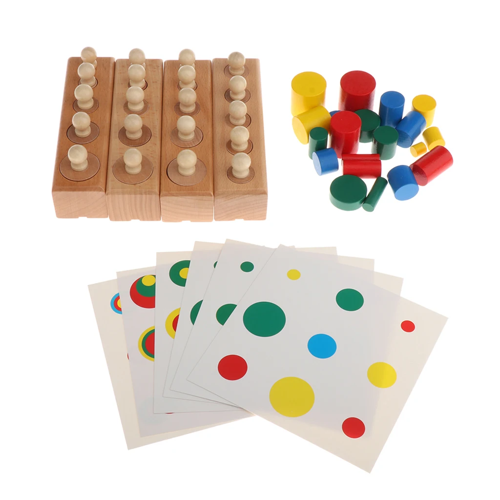 

Wood Montessori Cylinder Socket Shape Matching Game Toys Toddlers Supplies