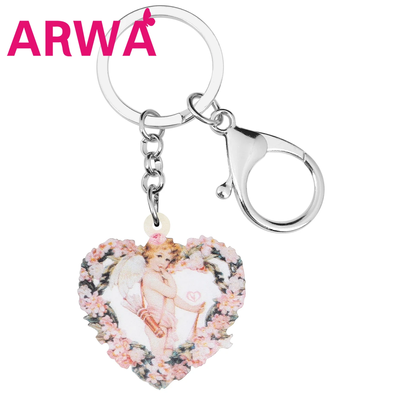 Bonsny акриловые на День святого Валентина сердце Цветочный ангел Купидон брелки