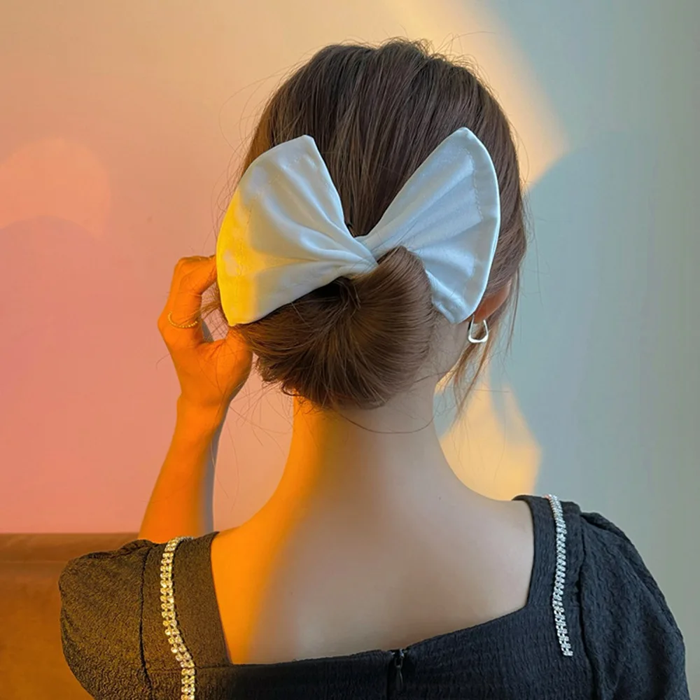 

New Women Elegant Solid Print Bun Maruko DIY Hairstyle Making Hold Long Tools Bow Headband Hairbands Fashion Hair Accessories