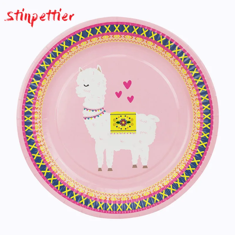 Одноразовая посуда из альпаки розовый синий Топпер для торта тарелка соломенная