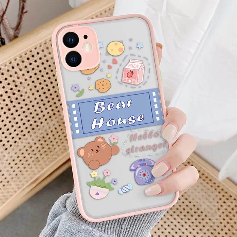 

Painted Cartoon Cute Phone Case for iPhone 11 12pro 12mini Silicone Soft Shell for iPhone 7 8 XR XS 7/8Plus Phone Cover Fashion