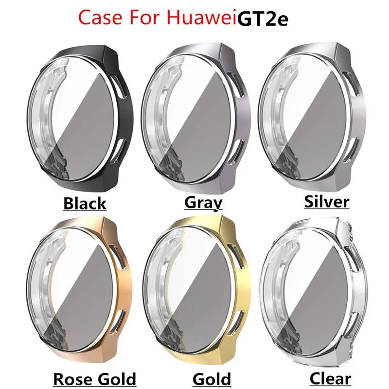 

Full Cover Soft Silicone TPU Plating Watch Case For Huawei Watch GT 2e GT2e Smartwatch Protective Cover Screen Protector Shell