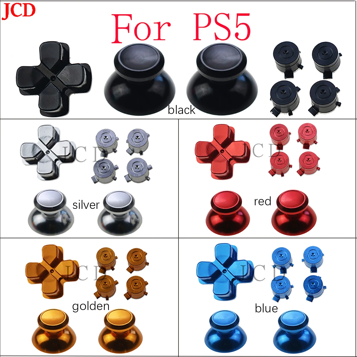 

JCD 1set PS5 Metal Aluminum Buttons Thumbsticks Analog Grip & Action Bullet Buttons & Direction D-pad Keys For PS5 Controller