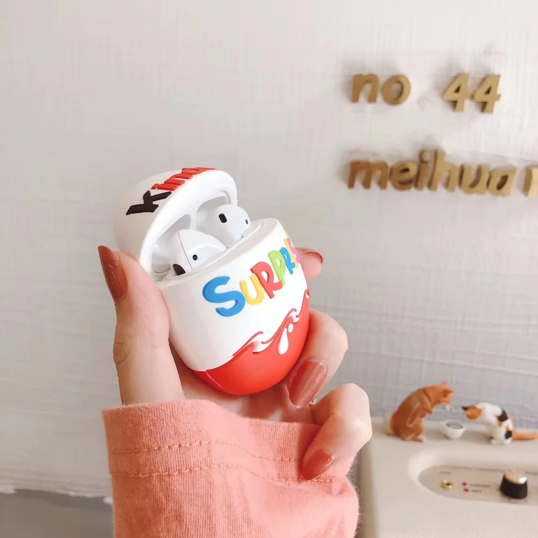 Горячие kinder Веселые яйца беспроводные bluetooth наушники чехол для AirPods 2 1 шоколадная коробочка с сюрпризом 3D мягкая силиконовая гарнитура coque крышка